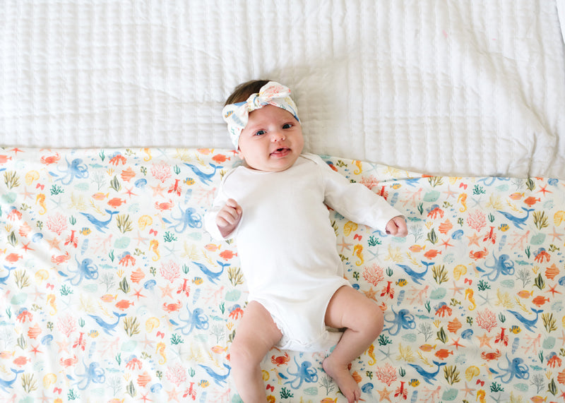 Copper Pearl Knitted Swaddle Blanket Nautical
