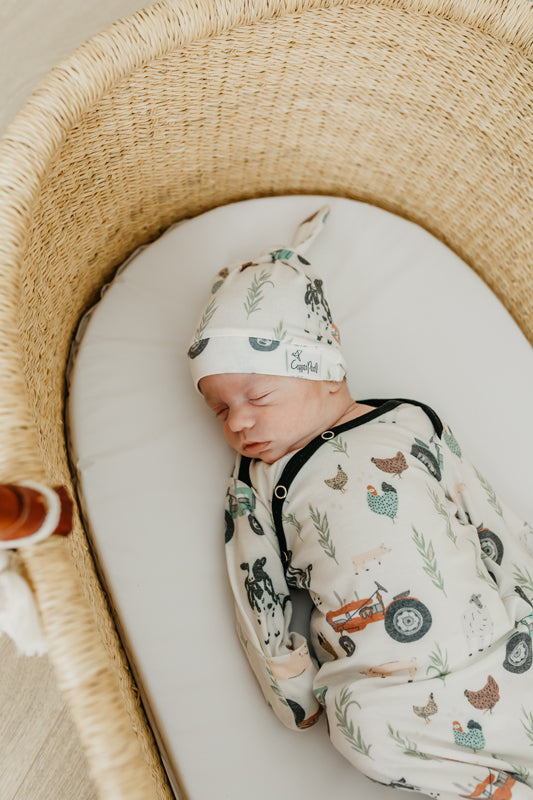 Copper Pearl Top Knot Hat Jo 0-4m