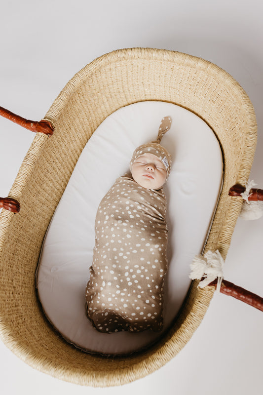 Copper Pearl Knitted Swaddle Blanket Fawn