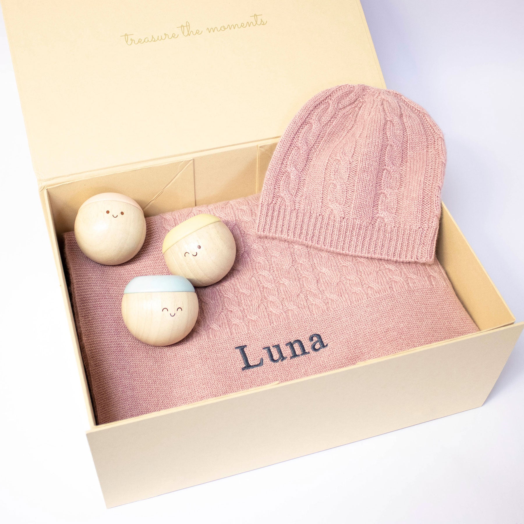 CABLE KNIT CASHMERE AND SENSORY BALLS - ROSEWOOD