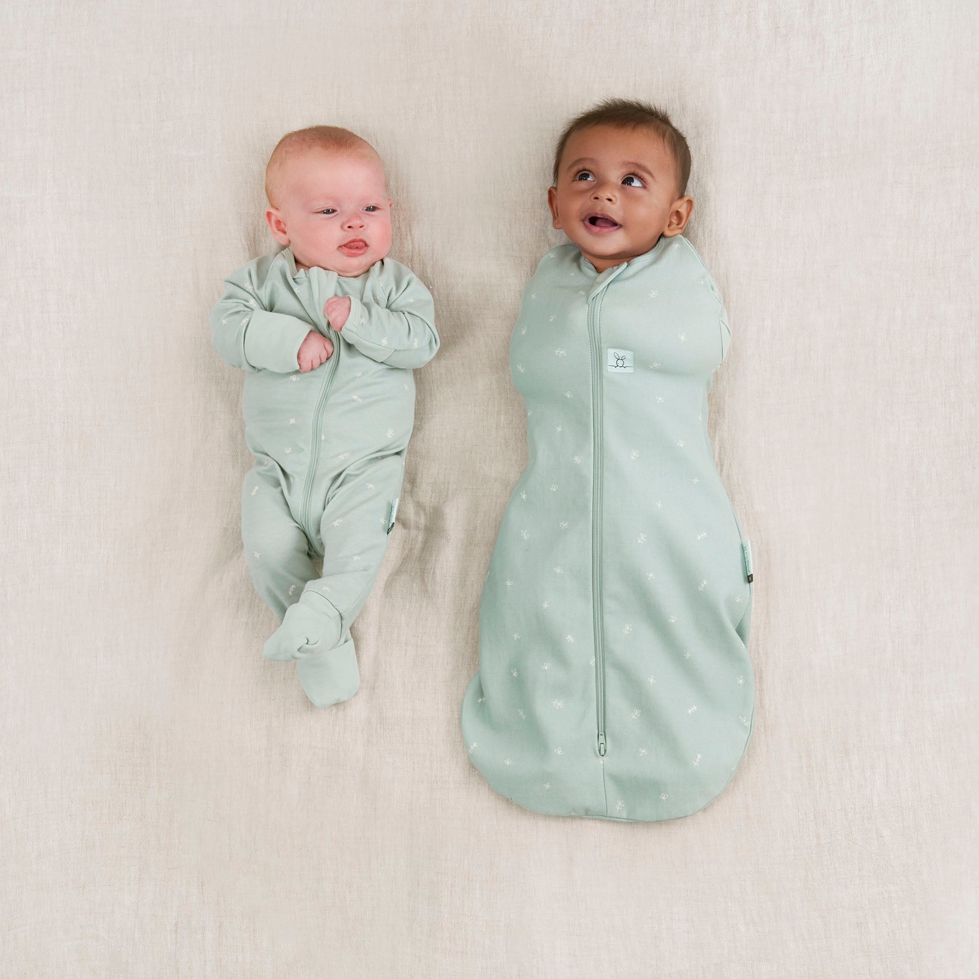 ergoPouch - Organic Layers Long Sleeve Babygrow Sage - Mild 0.2 TOG