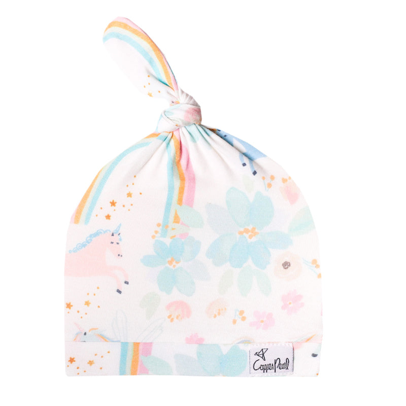 Copper Pearl Top Knot Hat Whimsy 0-4m
