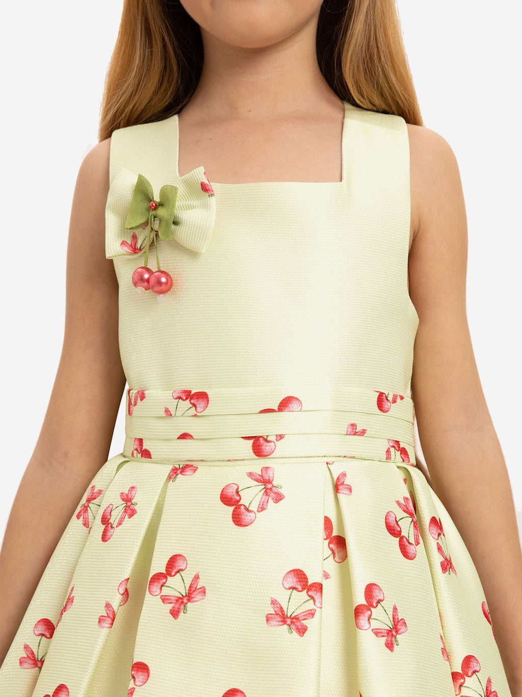DRESS & Fleur Girls Cherry Dress with Matching Bag in Green