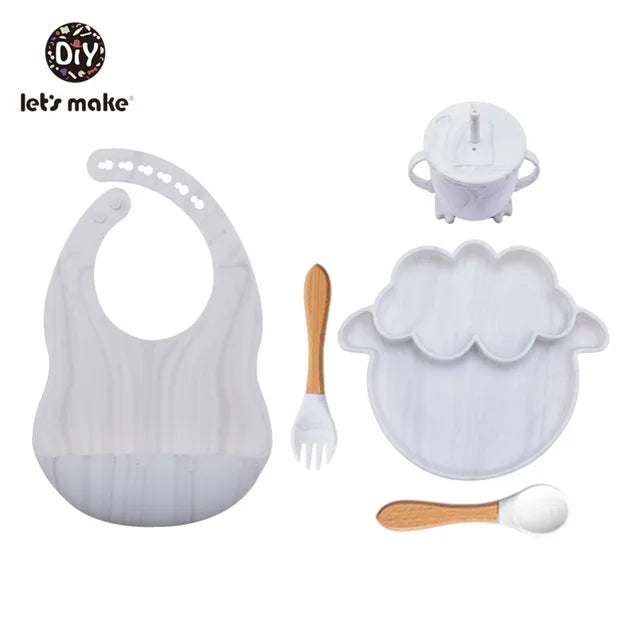 Silicone Baby Feeding Set – 5-Piece Suction Bowl & Utensils BPA-Free