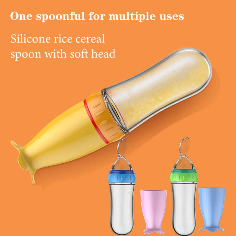 Softuru Baby Feeding Bottle – Silicone Spoon Milk & Cereal Feeder