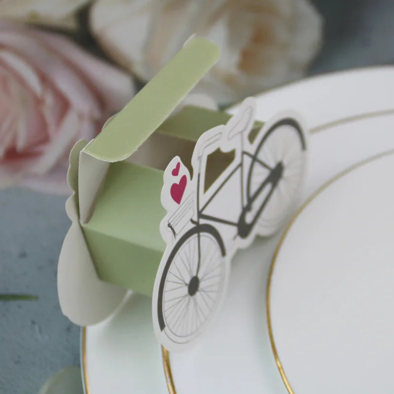 Baby Carriage Favor Boxes 10 Pack - Pastel Paperboard with Ribbon