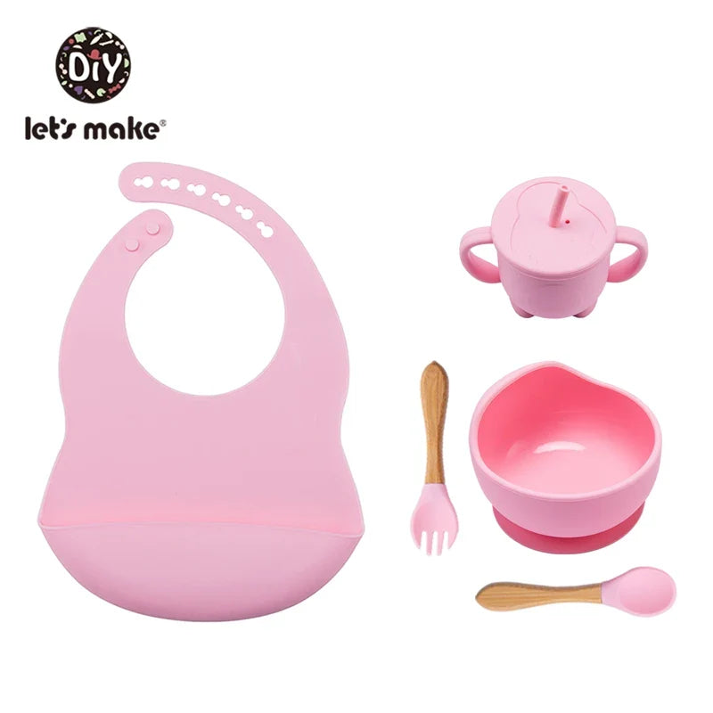 Silicone Baby Feeding Set – 5-Piece Suction Bowl & Utensils BPA-Free