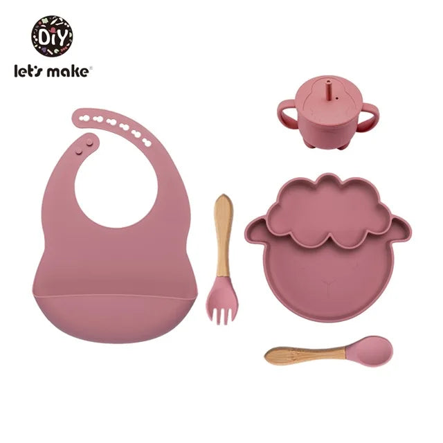 Silicone Baby Feeding Set – 5-Piece Suction Bowl & Utensils BPA-Free