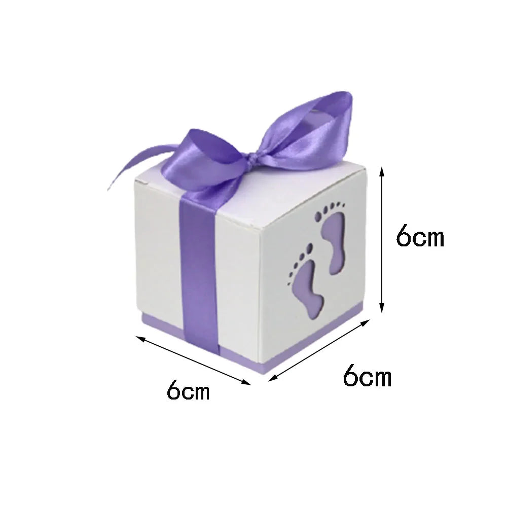 Baby Carriage Favor Boxes 10 Pack - Pastel Paperboard with Ribbon
