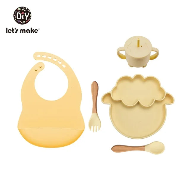 Silicone Baby Feeding Set – 5-Piece Suction Bowl & Utensils BPA-Free