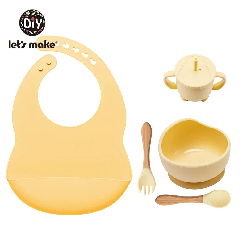 Silicone Baby Feeding Set – 5-Piece Suction Bowl & Utensils BPA-Free