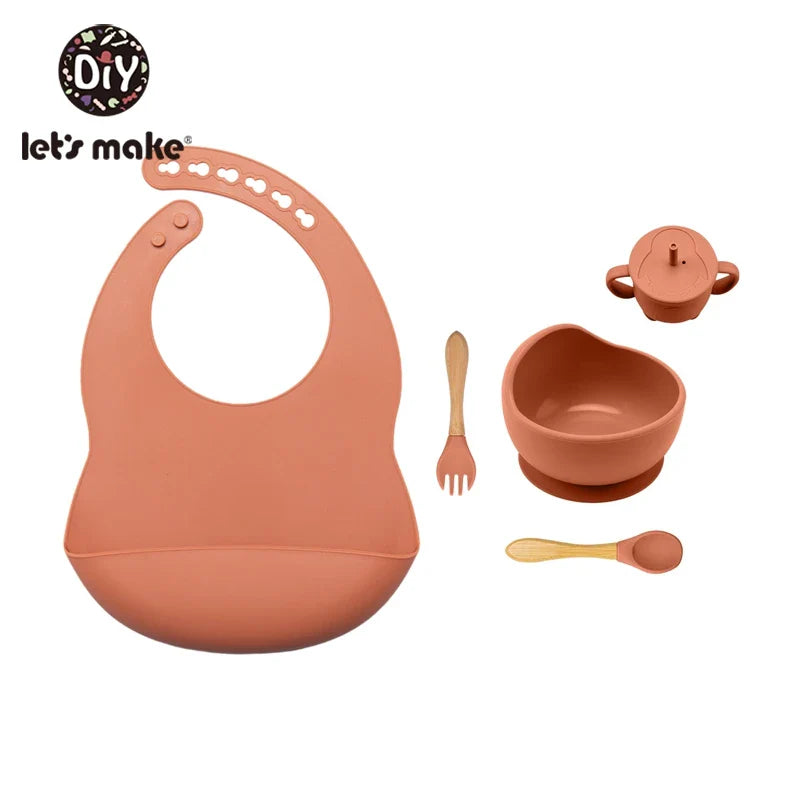Silicone Baby Feeding Set – 5-Piece Suction Bowl & Utensils BPA-Free