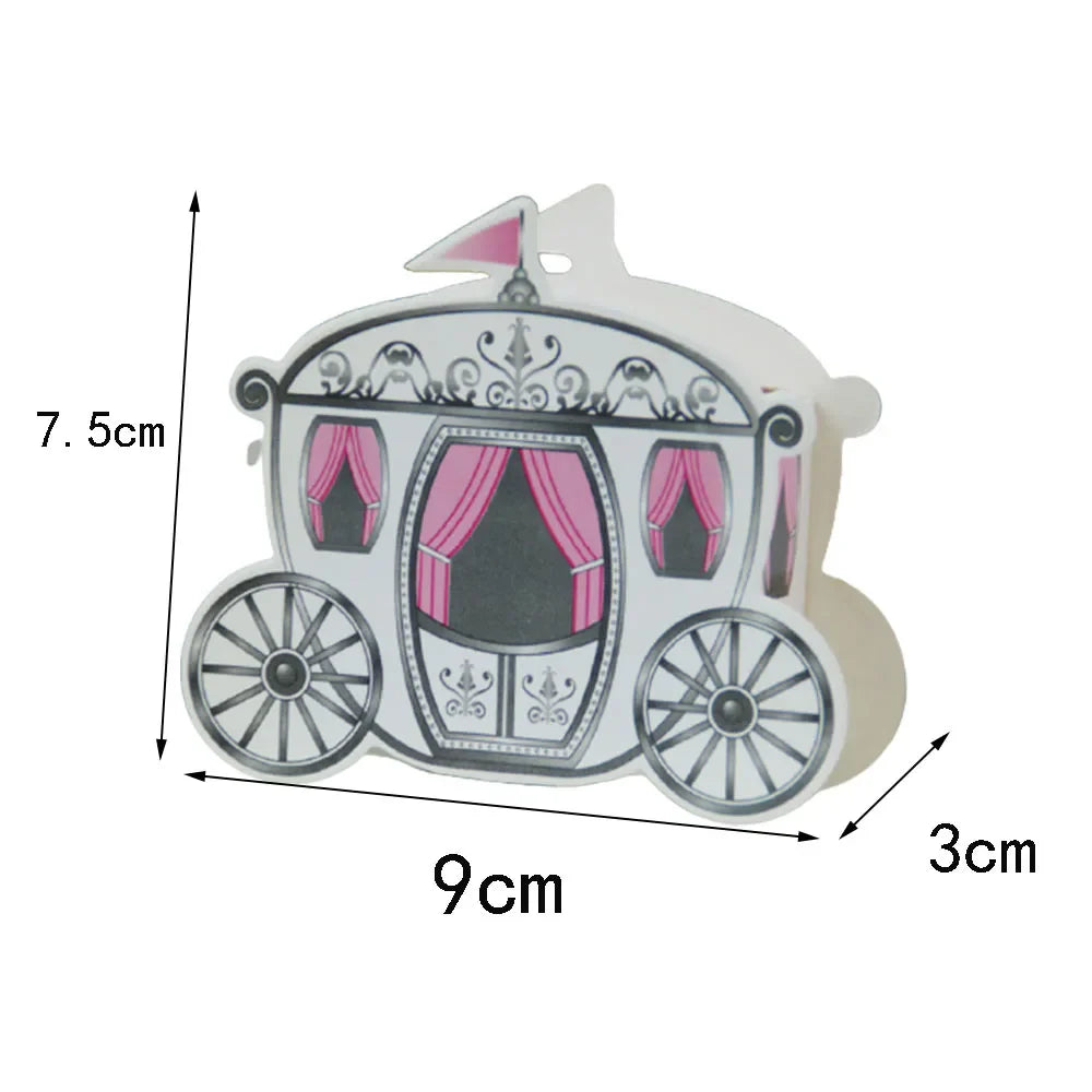 Baby Carriage Favor Boxes 10 Pack - Pastel Paperboard with Ribbon