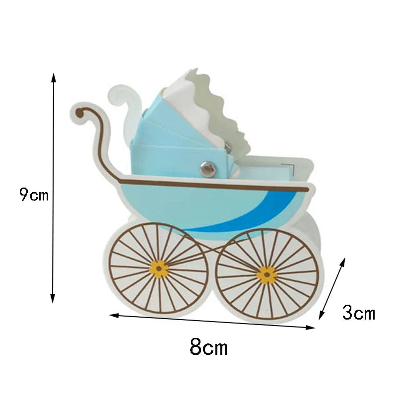 Baby Carriage Favor Boxes 10 Pack - Pastel Paperboard with Ribbon