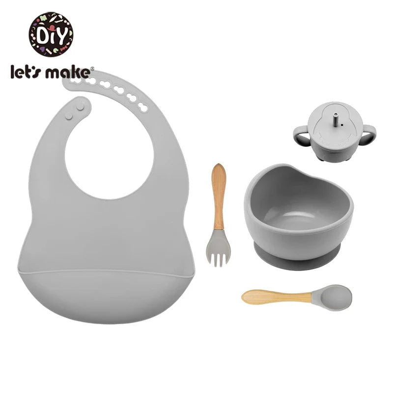 Silicone Baby Feeding Set – 5-Piece Suction Bowl & Utensils BPA-Free