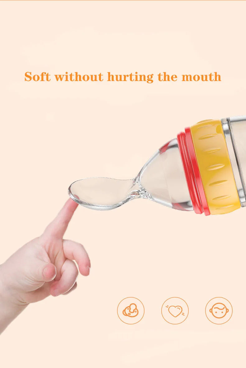 Softuru Baby Feeding Bottle – Silicone Spoon Milk & Cereal Feeder