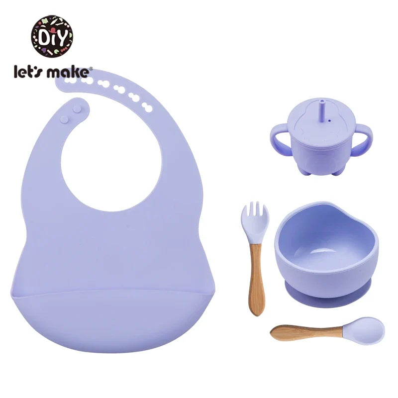 Silicone Baby Feeding Set – 5-Piece Suction Bowl & Utensils BPA-Free