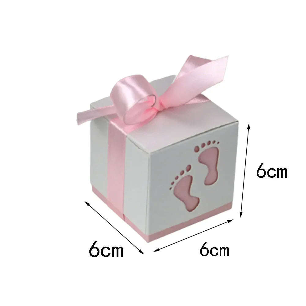 Baby Carriage Favor Boxes 10 Pack - Pastel Paperboard with Ribbon