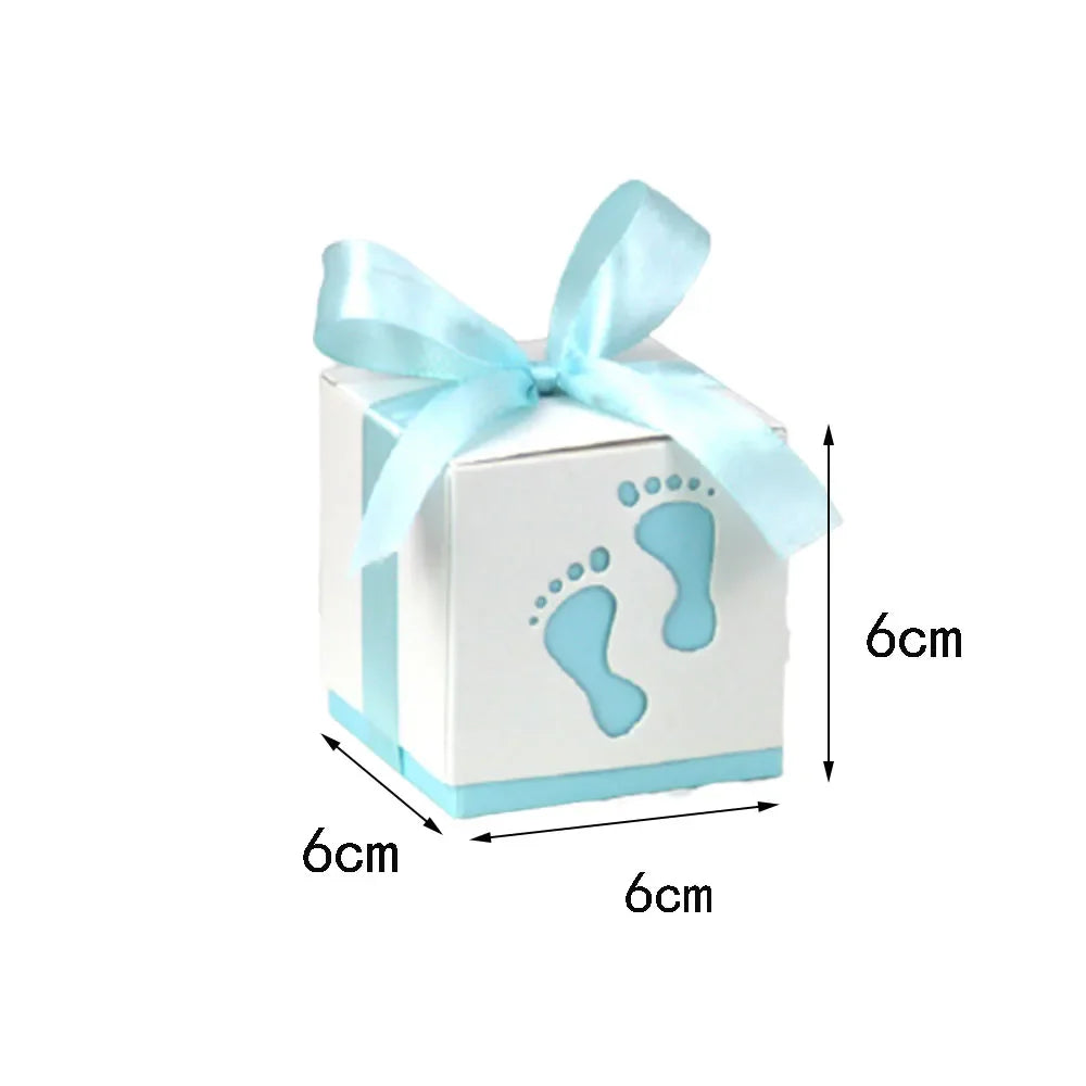 Baby Carriage Favor Boxes 10 Pack - Pastel Paperboard with Ribbon
