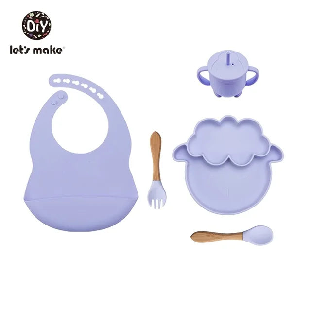 Silicone Baby Feeding Set – 5-Piece Suction Bowl & Utensils BPA-Free
