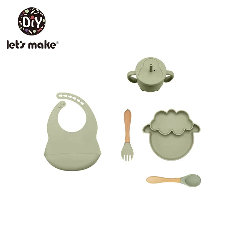 Silicone Baby Feeding Set – 5-Piece Suction Bowl & Utensils BPA-Free