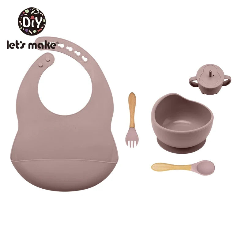 Silicone Baby Feeding Set – 5-Piece Suction Bowl & Utensils BPA-Free