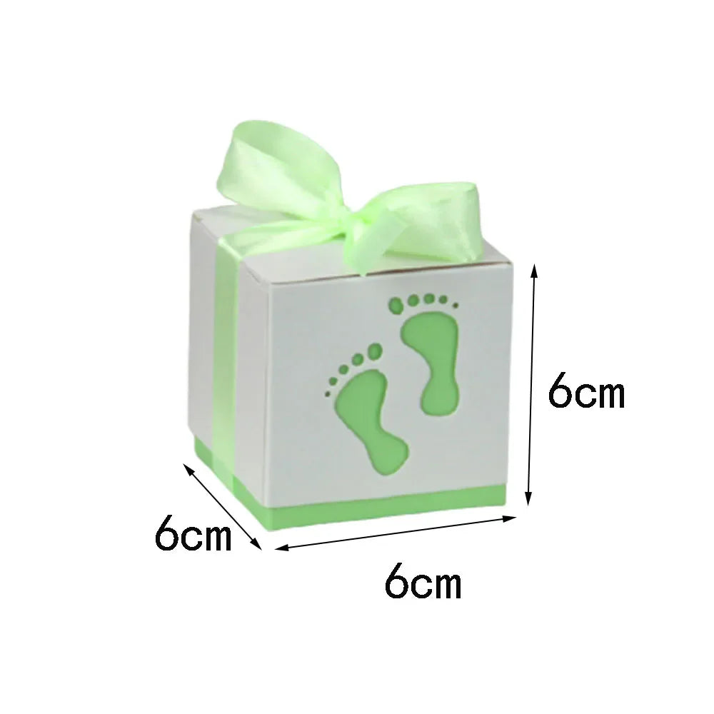 Baby Carriage Favor Boxes 10 Pack - Pastel Paperboard with Ribbon