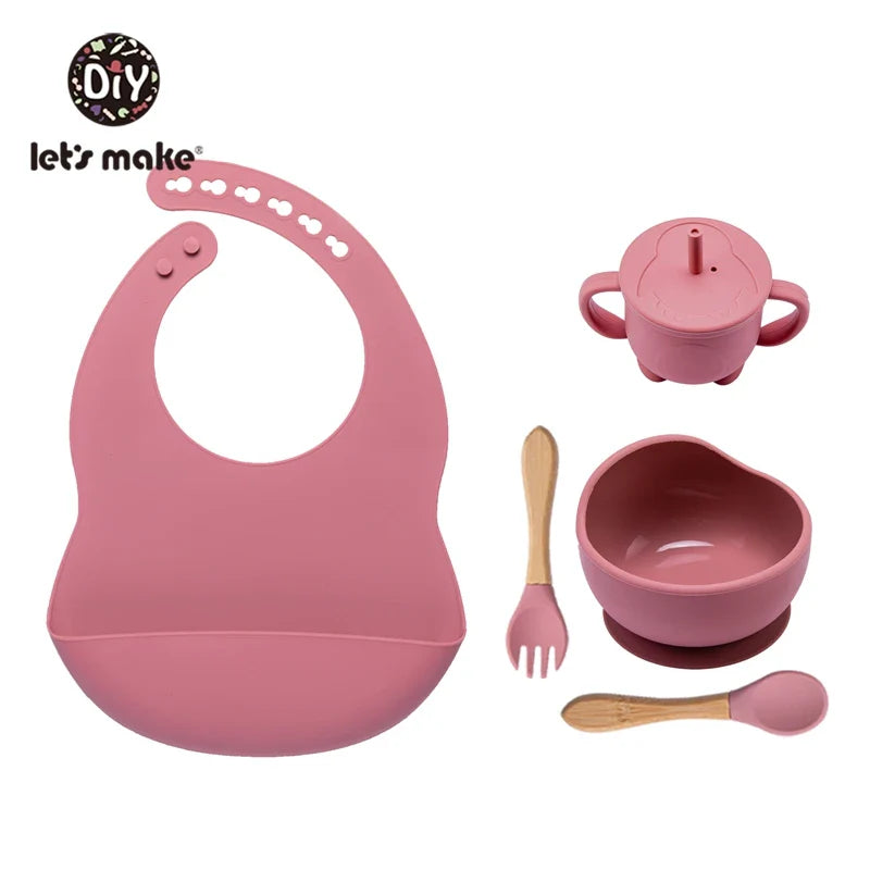 Silicone Baby Feeding Set – 5-Piece Suction Bowl & Utensils BPA-Free