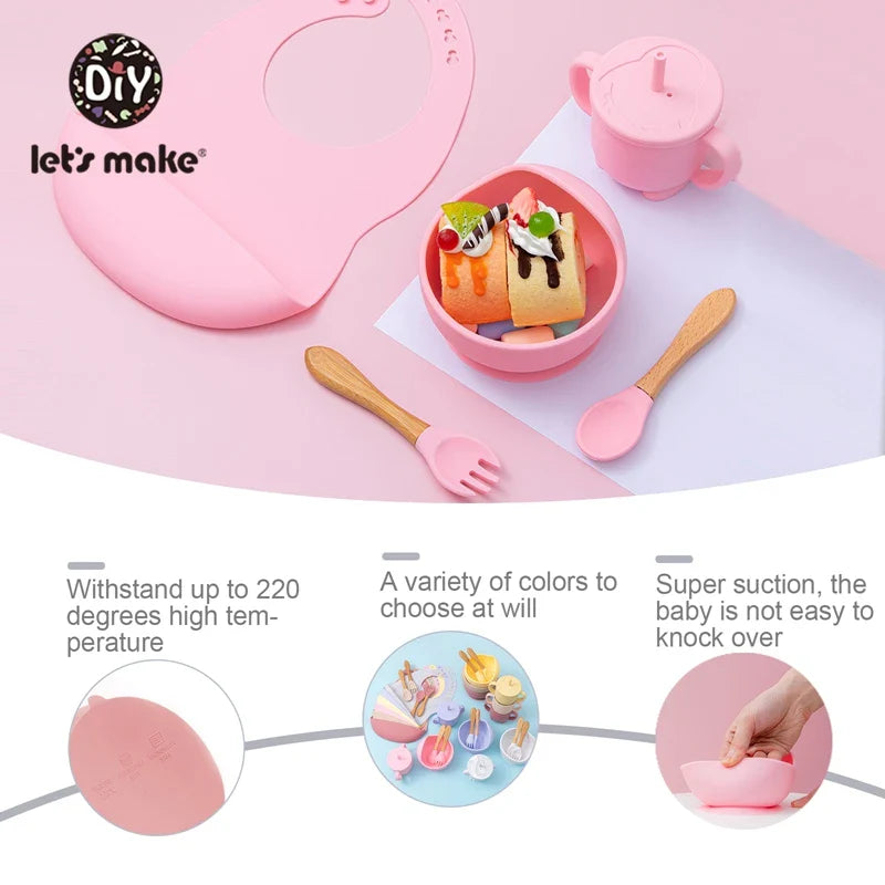 Silicone Baby Feeding Set – 5-Piece Suction Bowl & Utensils BPA-Free