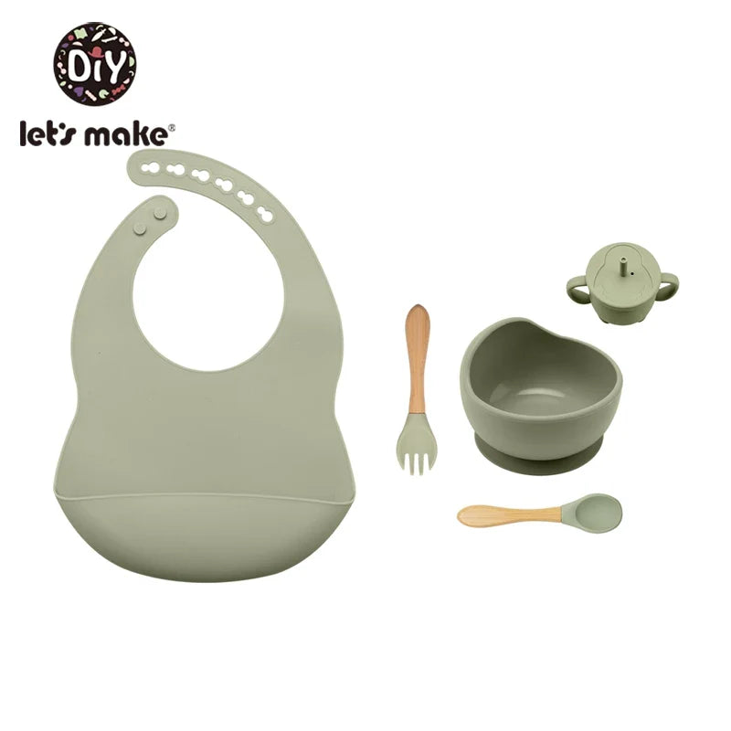 Silicone Baby Feeding Set – 5-Piece Suction Bowl & Utensils BPA-Free