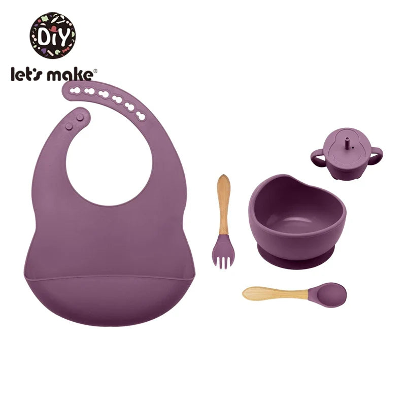 Silicone Baby Feeding Set – 5-Piece Suction Bowl & Utensils BPA-Free