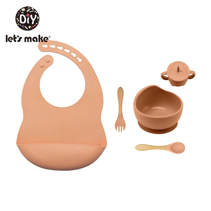Silicone Baby Feeding Set – 5-Piece Suction Bowl & Utensils BPA-Free