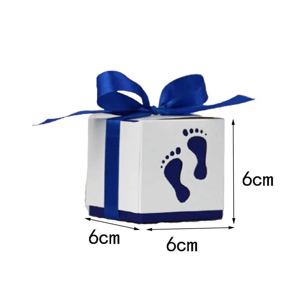 Baby Carriage Favor Boxes 10 Pack - Pastel Paperboard with Ribbon