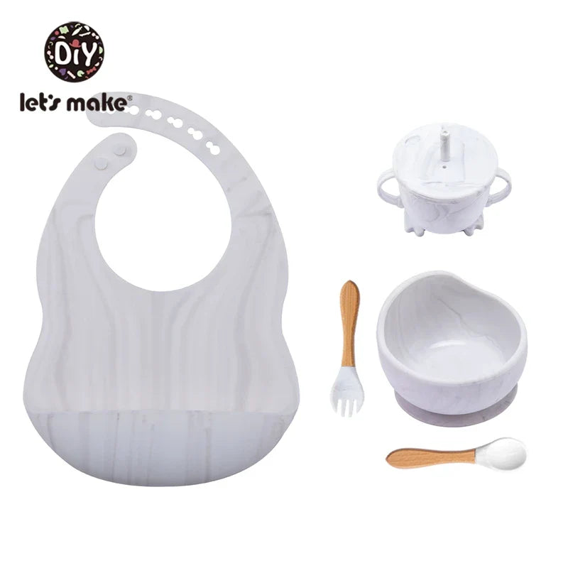 Silicone Baby Feeding Set – 5-Piece Suction Bowl & Utensils BPA-Free