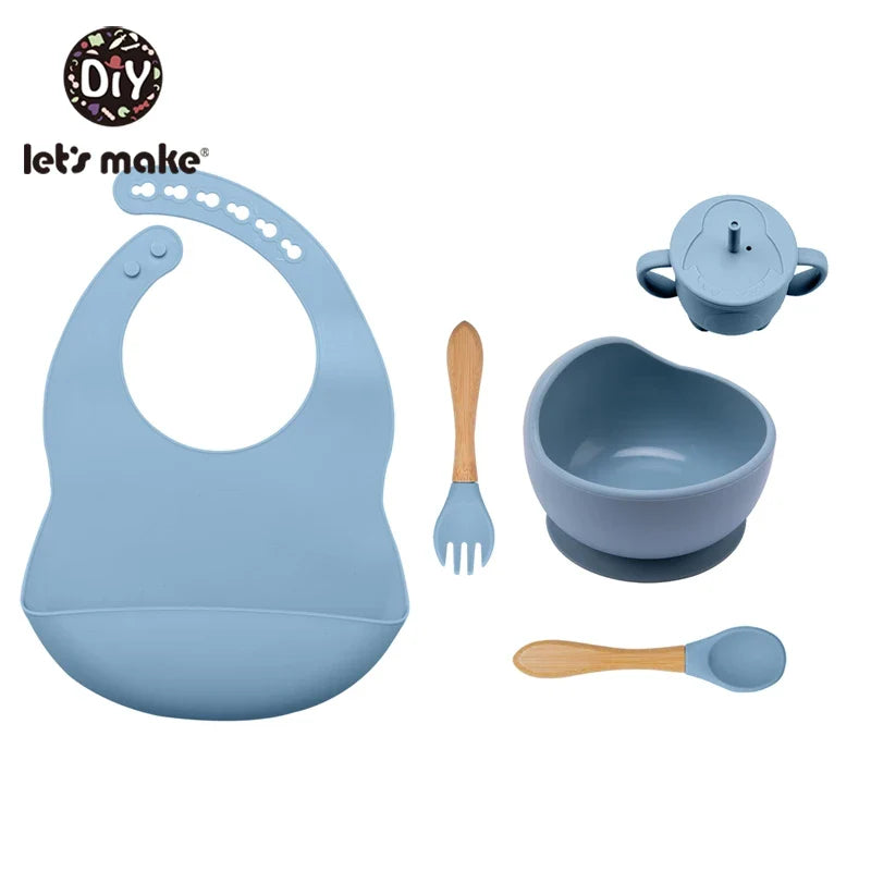 Silicone Baby Feeding Set – 5-Piece Suction Bowl & Utensils BPA-Free