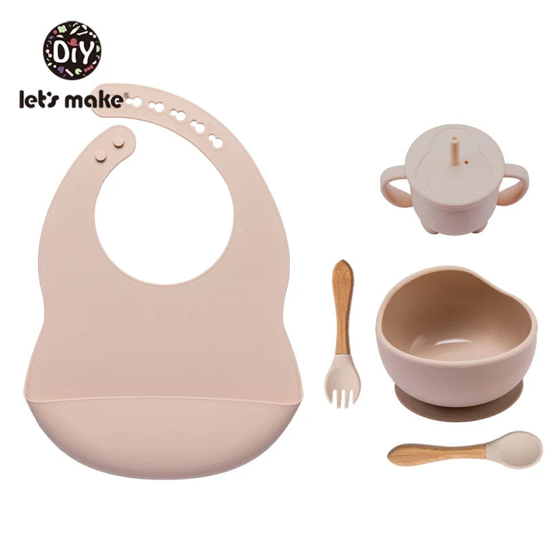 Silicone Baby Feeding Set – 5-Piece Suction Bowl & Utensils BPA-Free