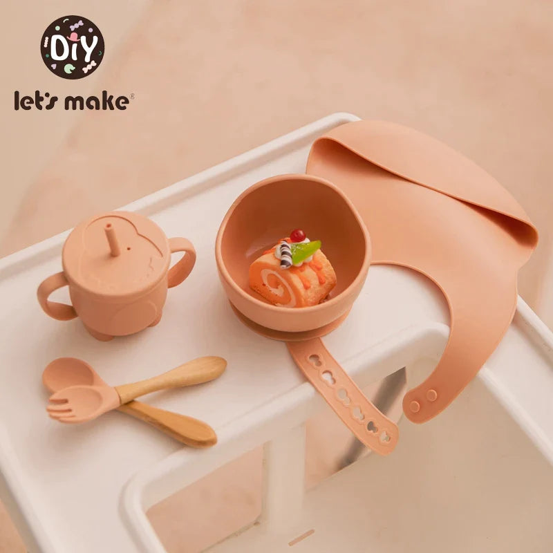 Silicone Baby Feeding Set – 5-Piece Suction Bowl & Utensils BPA-Free