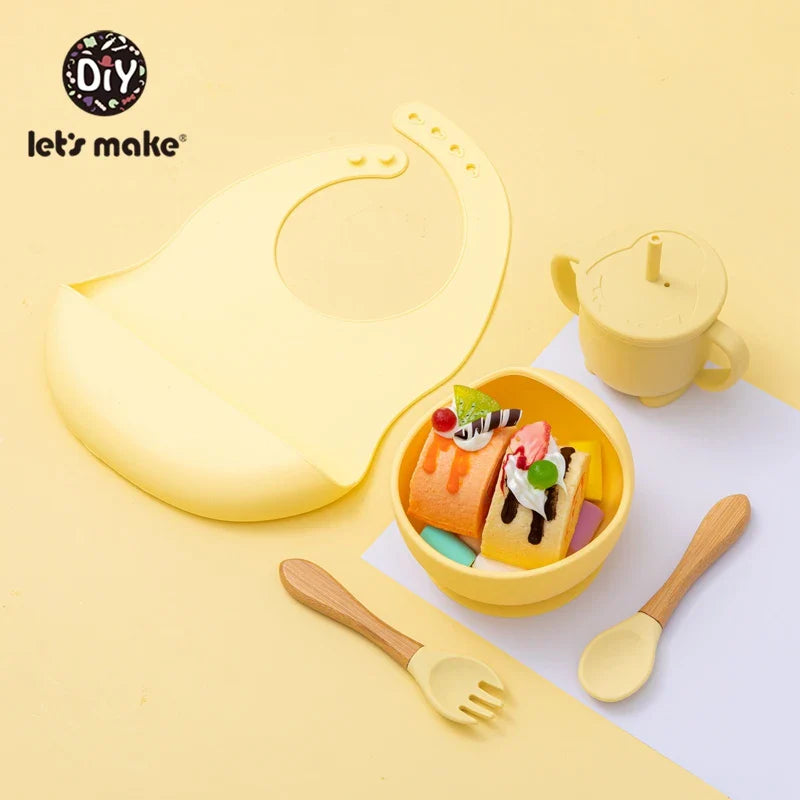 Silicone Baby Feeding Set – 5-Piece Suction Bowl & Utensils BPA-Free