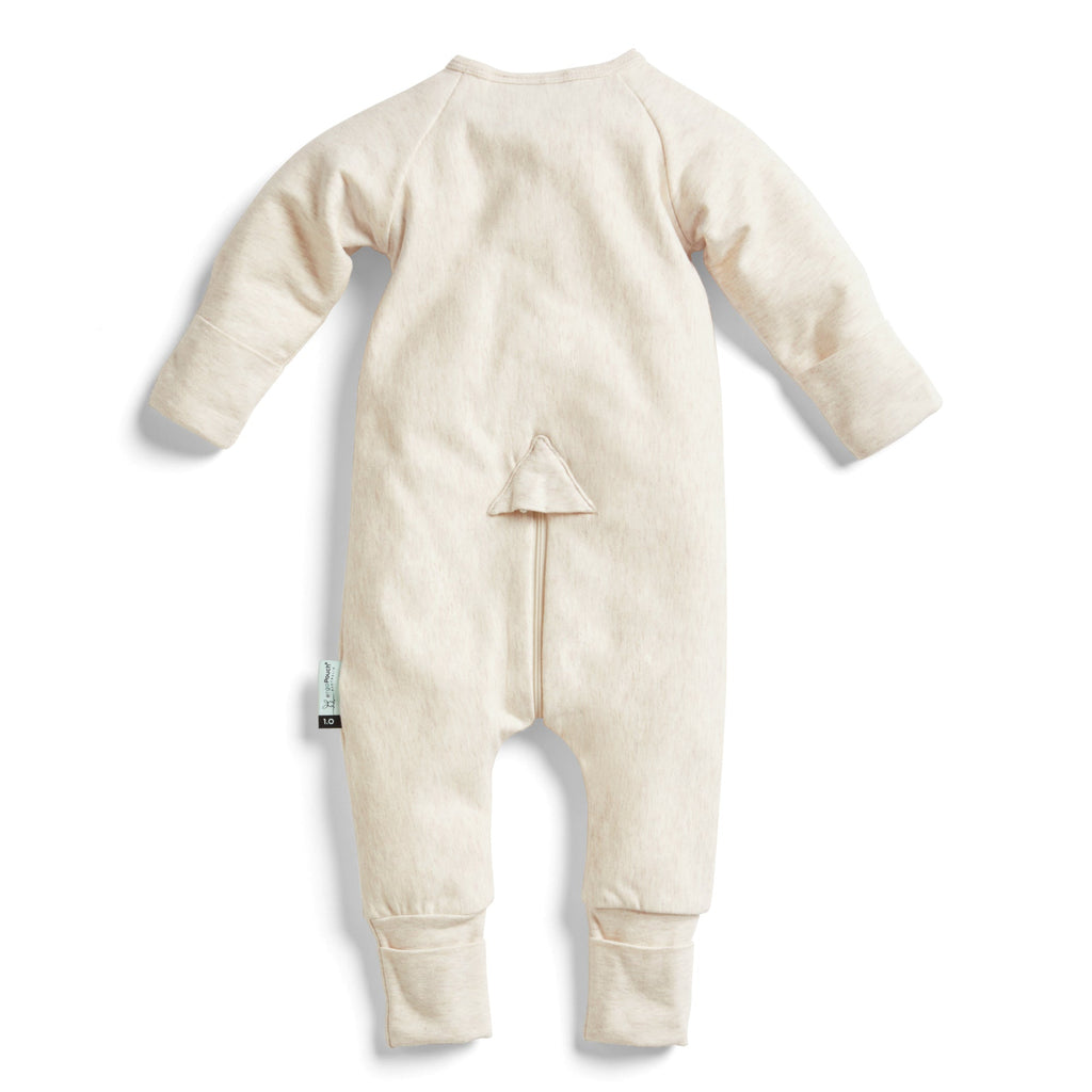 ergoPouch - Organic Layers Long Sleeve Babygrow Oatmeal - Warm 1.0 TOG