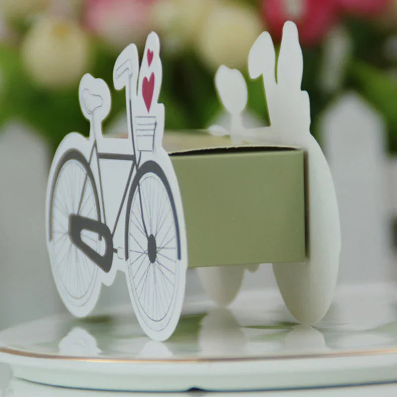 Baby Carriage Favor Boxes 10 Pack - Pastel Paperboard with Ribbon