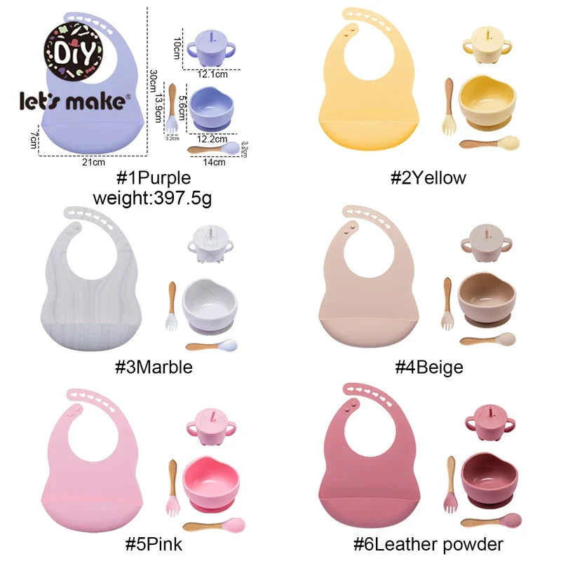 Silicone Baby Feeding Set – 5-Piece Suction Bowl & Utensils BPA-Free