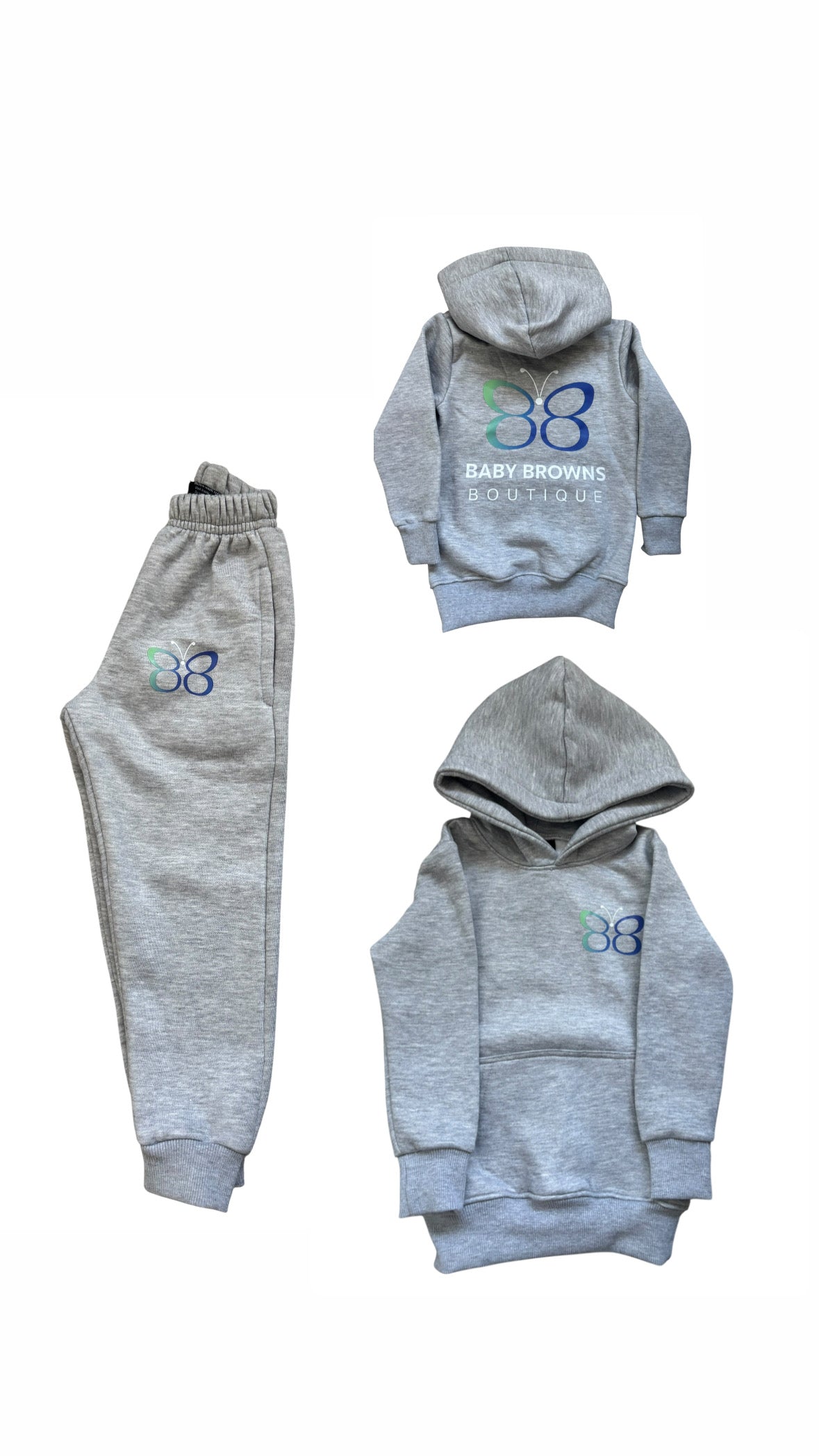 Kids Unisex Luxury Fleece Lined Basic Hoodie & Tracksuit Bottoms Set 2-6Y
