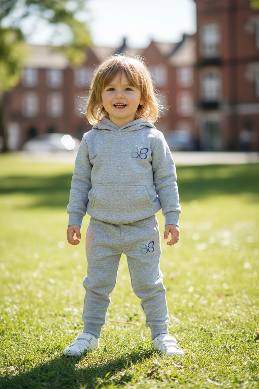 Kids Unisex Luxury Fleece Lined Basic Hoodie & Tracksuit Bottoms Set 2-6Y