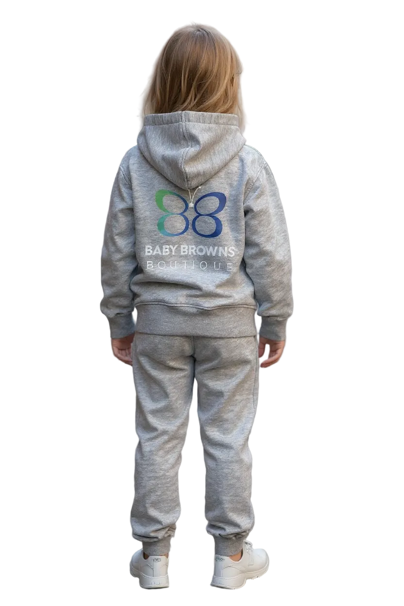 Kids Unisex Luxury Fleece Lined Basic Hoodie & Tracksuit Bottoms Set 2-6Y