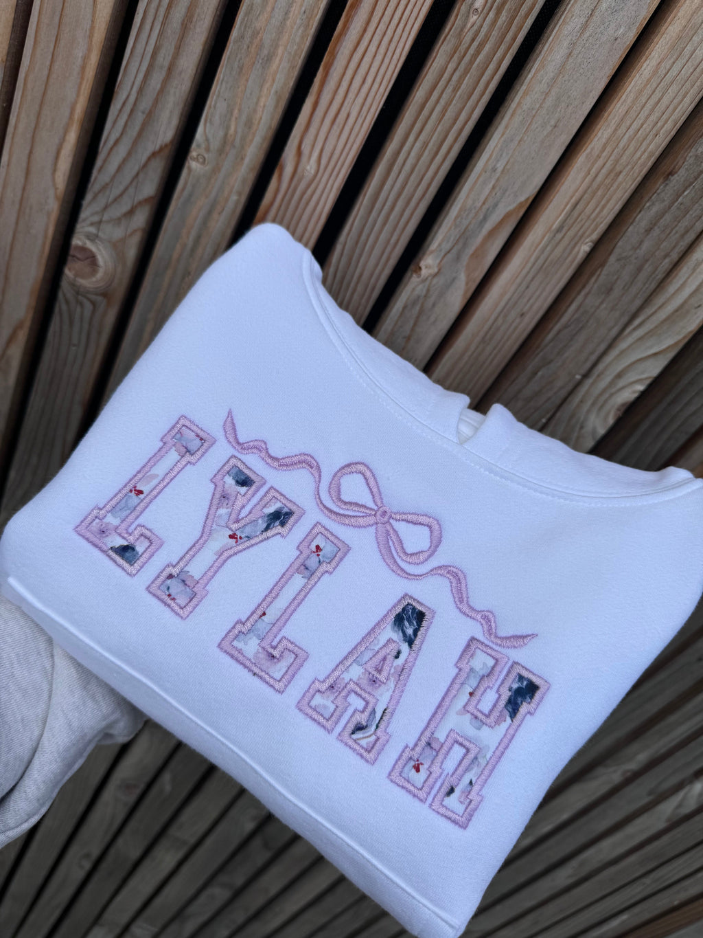 Appliqué Personalised Lilac Bow Hoodie
