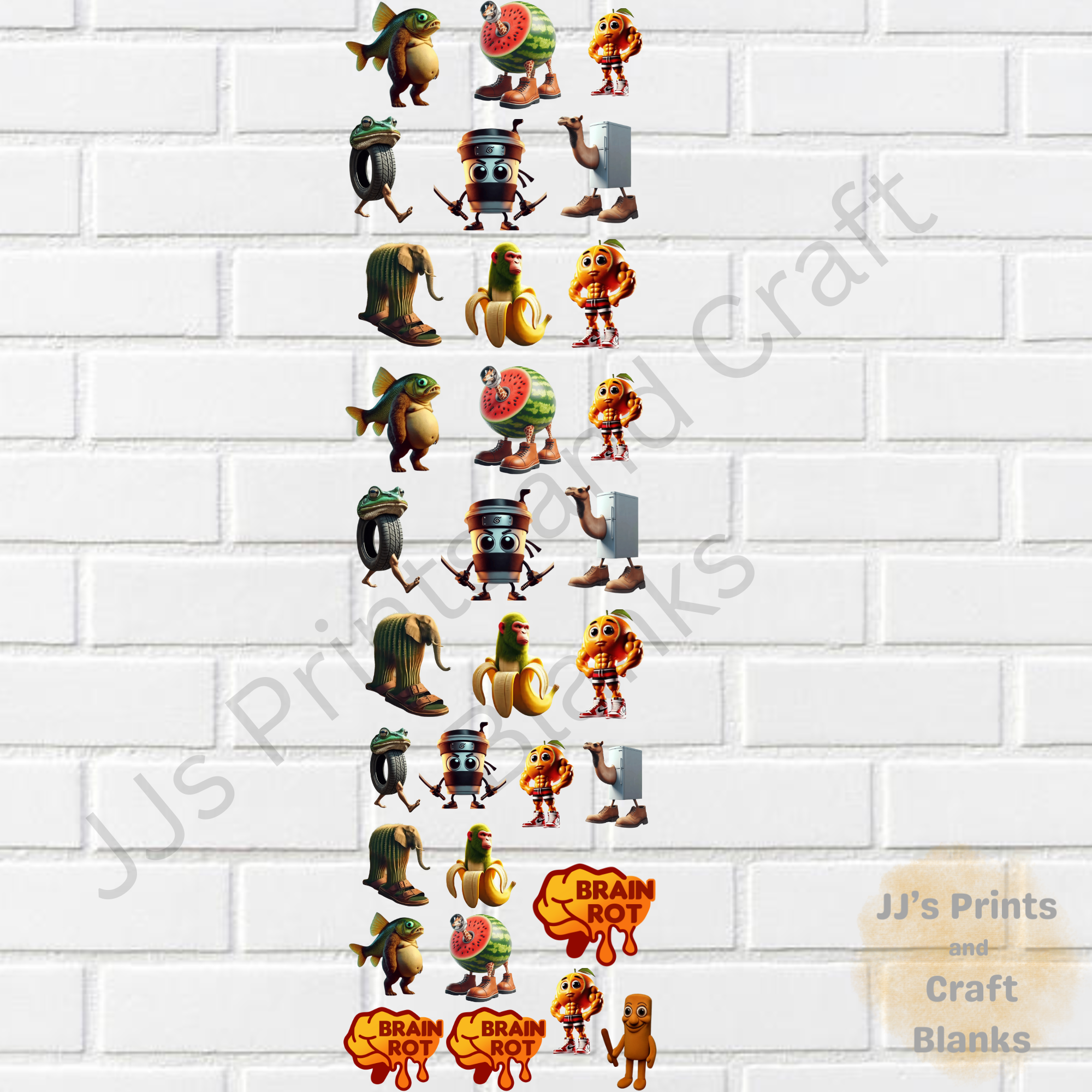pre made 1m uv dtf Brainrot  gang sheet