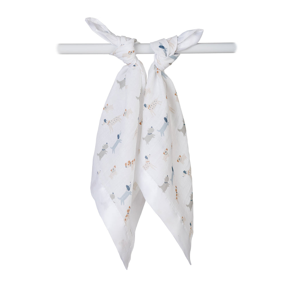 Lulujo - 2 Pack Muslin Security Comforter Blanket - Puppy Dog