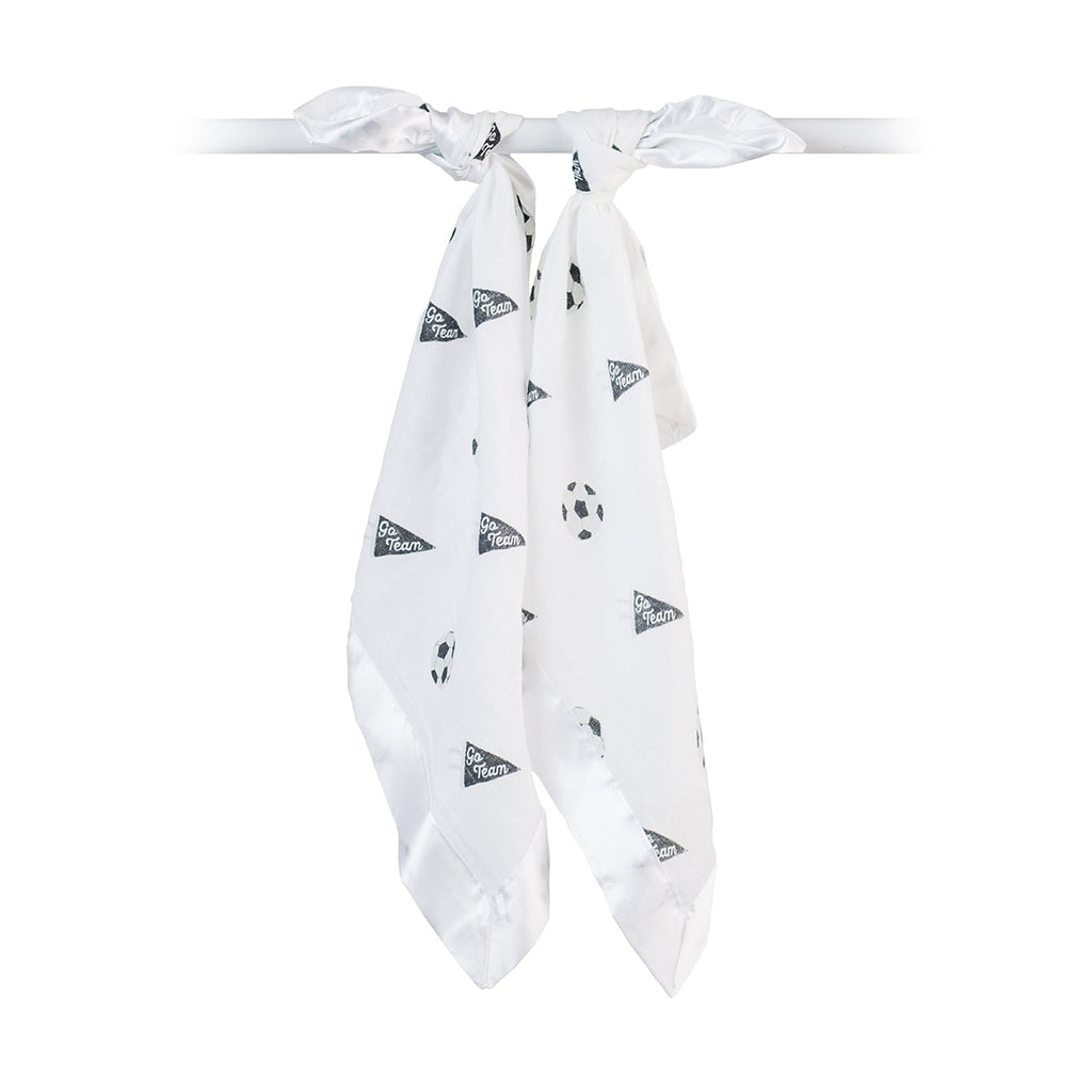 Lulujo - 2 Pack Muslin Security Comforter Blanket - Footballs