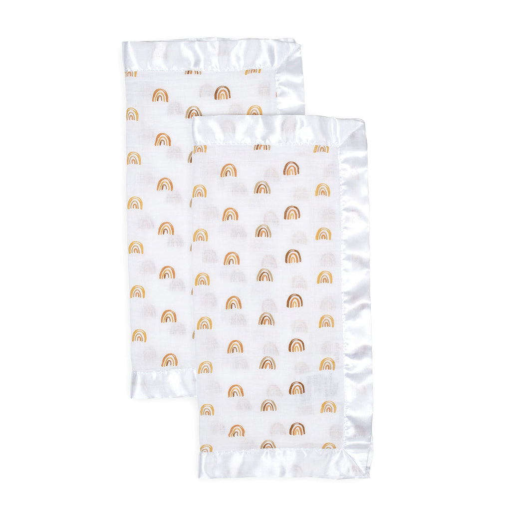 Lulujo - 2 Pack Muslin Security Comforter Blanket - Rainbows