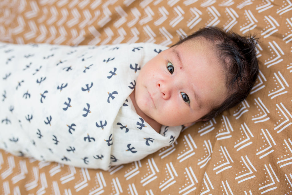 Lulujo - 2 Pack Cotton Swaddles - Blackbird / Mudcloth (100cm x100cm)